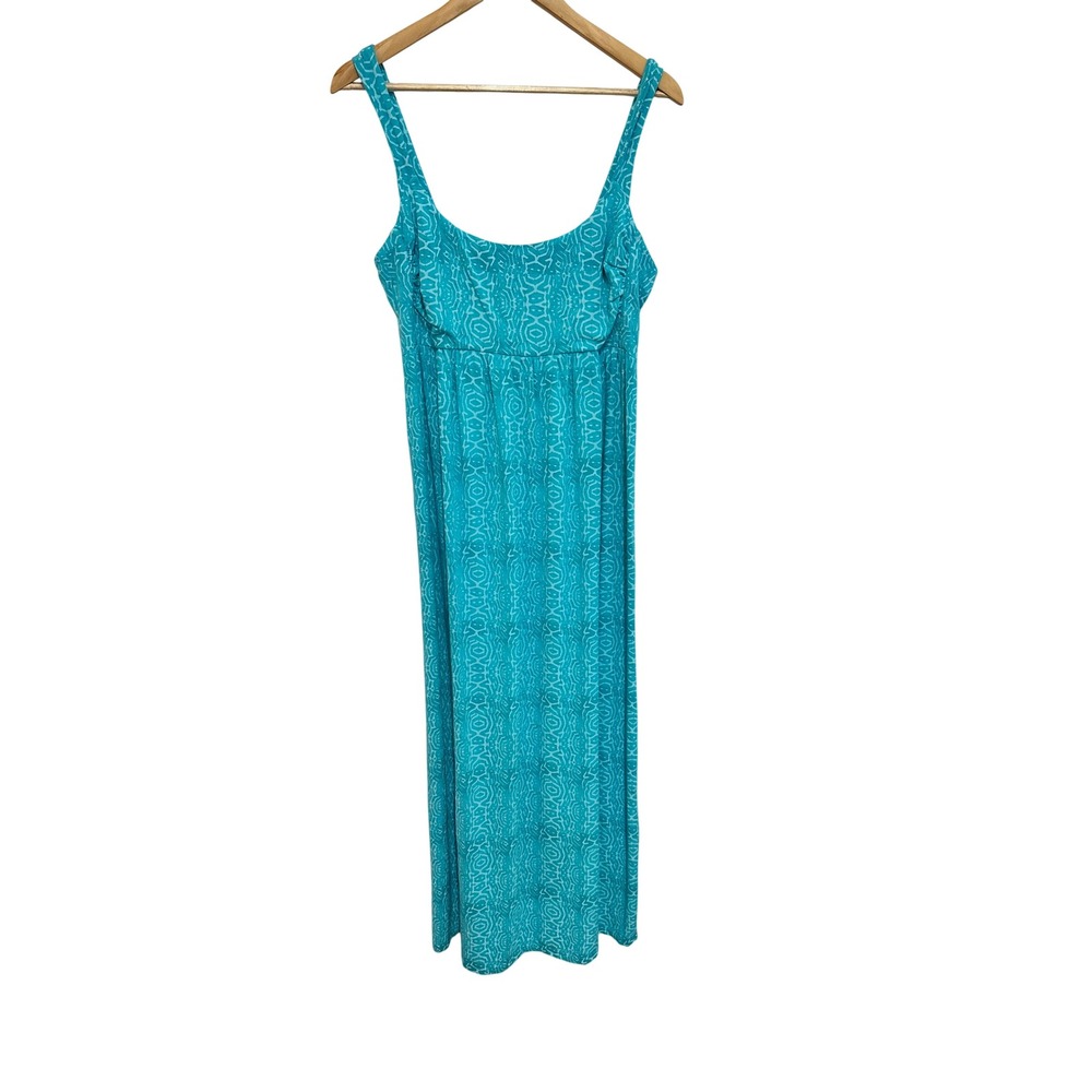 Fresh Produce Blue Geometric Print Maxi Dress Large Boho Beach Vacation